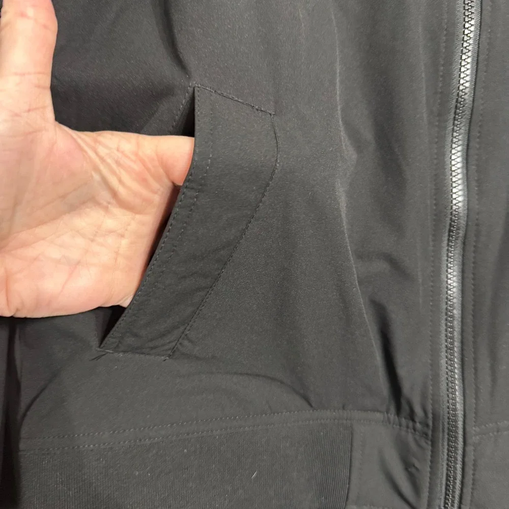Banana Republic Mens Black Full Zip Bomber Jacket Large L Ribbed Trim Lined